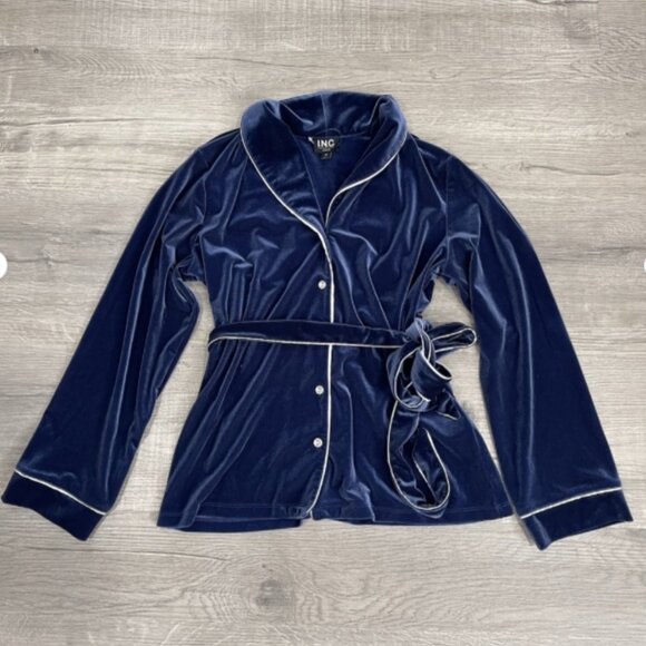 International Concepts Women's 2-Pc. Velvet Shawl-Collar Pajama Set XS 00990 - Picture 3 of 4